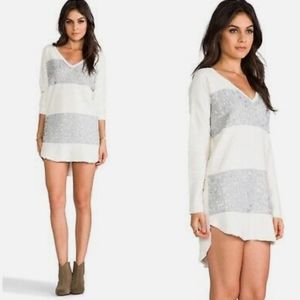 《 FP 》 Leopard Sequin Stripe Sweater Tunic